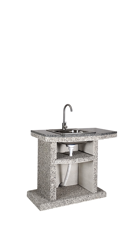 Sink attached to the fireplace–barbecue ELMAS Lux